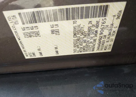 2016 Nissan Maxima 3.5 S from USA, damaged, VIN 1N4AA6AP6GC906765